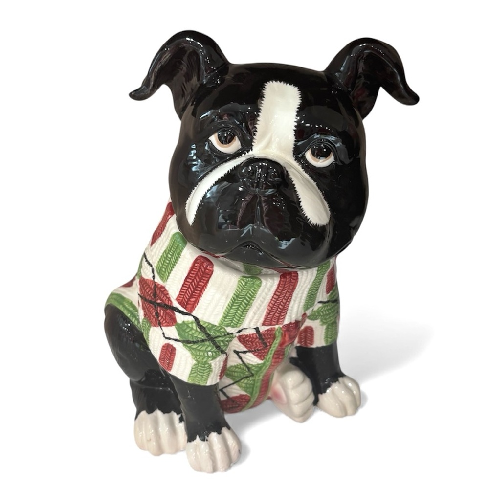 ADORABLE Mingle & Jingle Boston Terrier Frenchie DOG  Cookie Jar